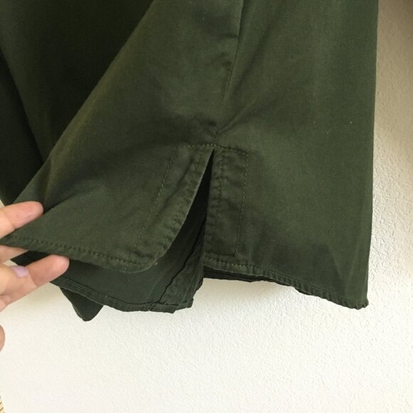 Forever 21 Womens L Military Shirt Button Up Embroidered Patch Cotton Green - Picture 9 of 12